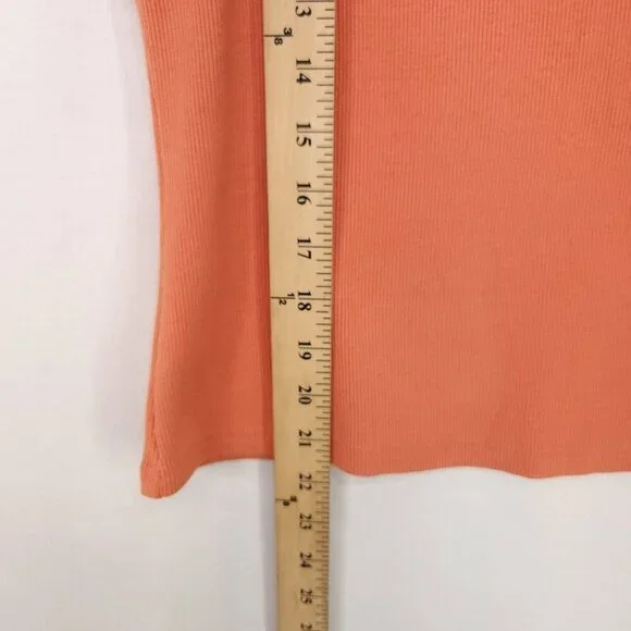 Anthropologie Ribbed Top Size Medium Ruffle Short Cap Sleeve Round Neck Blouse - Picture 5 of 12